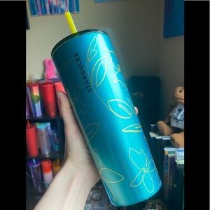 NWT 2022 STARBUCKS FLORAL STAINLESS STEEL 24 oz Cold Cup Tumbler